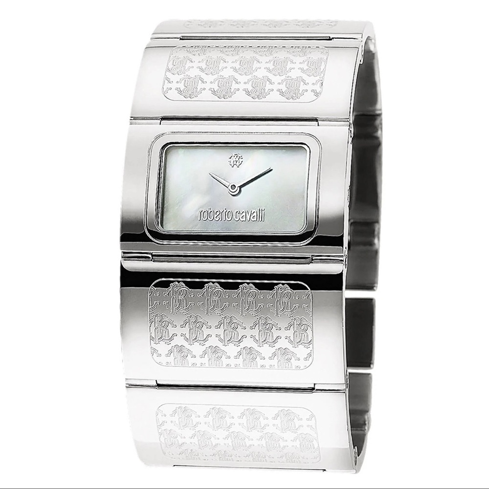 New $430 Roberto Cavalli Pavon Women's Rectangle Mother of Pearl Bangle Watch - Picture 4 of 7